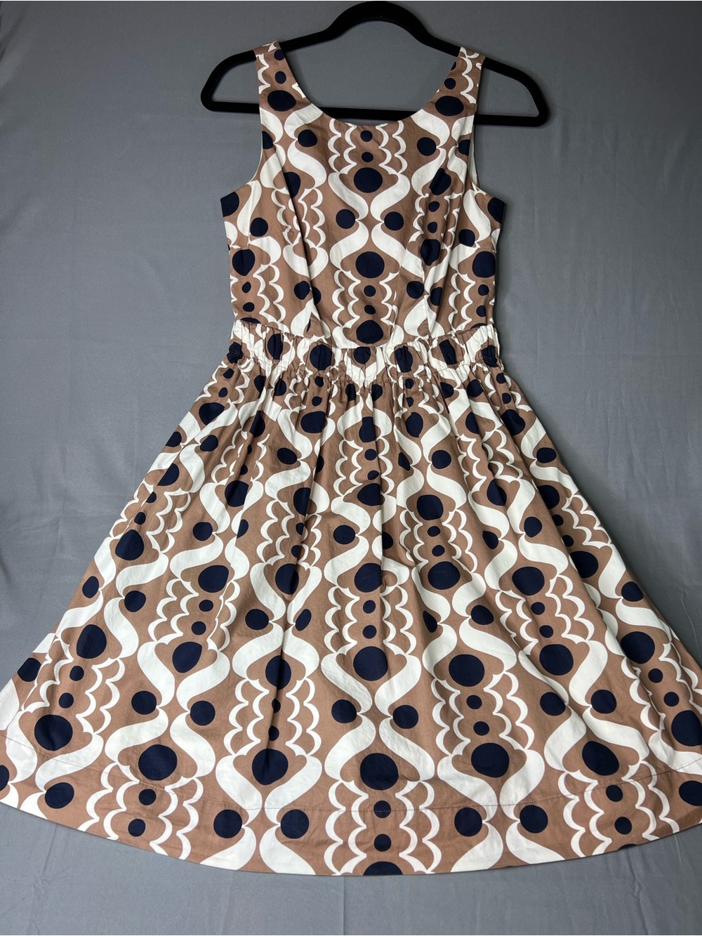 Boden Size 4R Retro Geometric 100% Cotton Fit & Flare Dress